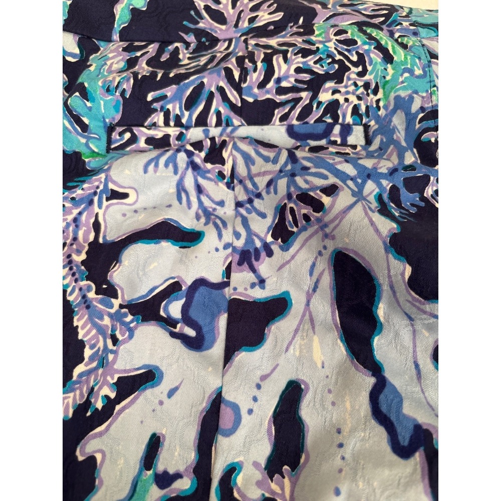 Lilly Pulitzer Kelly Ankle Pants Blue Purple Coral Reef Print Womens 8 Slim Leg - Picture 9 of 9